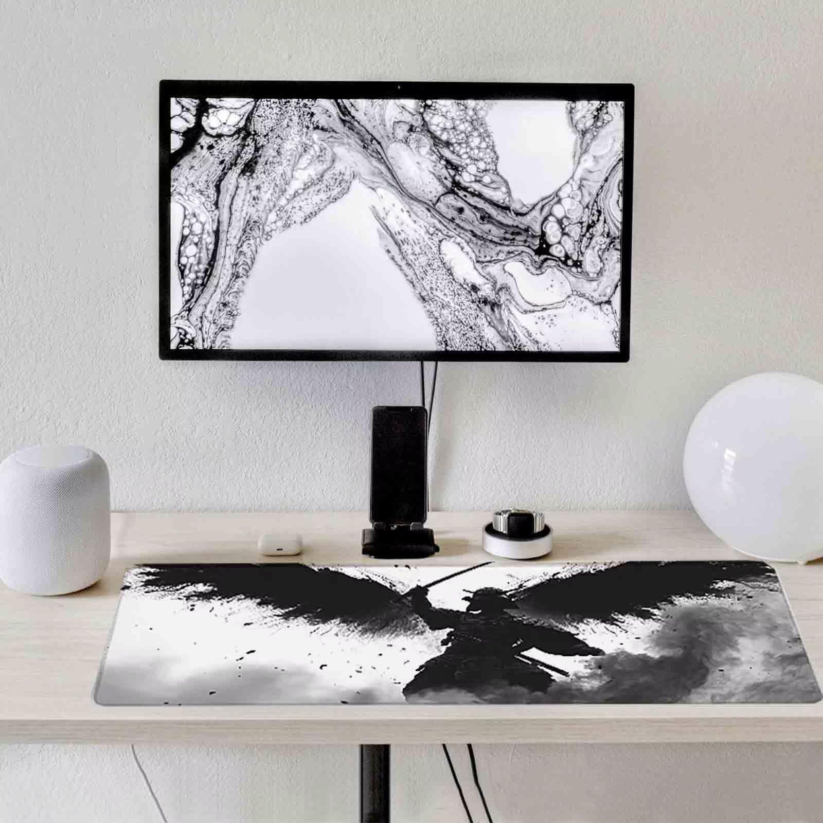 Czarna podkładka pod mysz wojownik XXL podkładka pod mysz 1000 x 500 mm ze zszytymi krawędziami i gumową podstawą antypoślizgowa podkładka pod mysz XXL do komputera, laptopa, akcesoria biurowe i1518