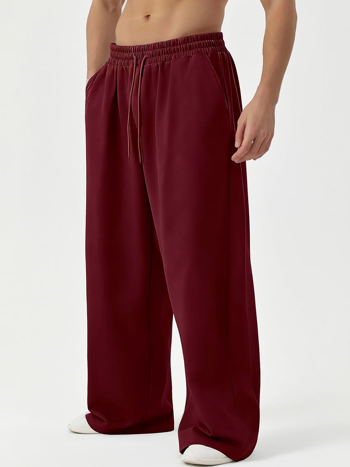 Men's Baggy Fleece Sweatpants Wide Leg Elastic Waist Athletic Joggers Loose Lounge Pants with Pockets - Image 7