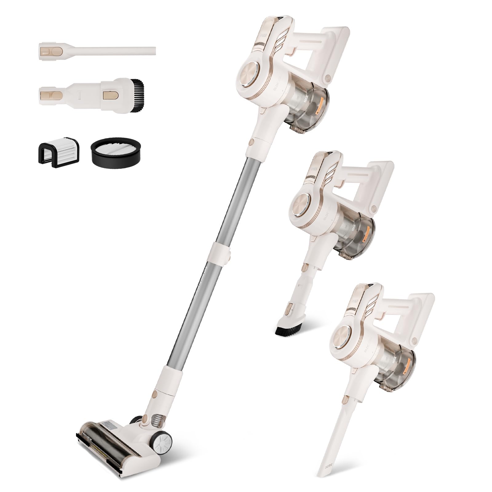 MIUI Cordless Stick Vacuum Cleaner, 45000Pa M2 Powerful Suction Brushless Motor, Auto-Speed Adjustment, V-shaped Anti-Hair Tangle Brush, Upright Vacuum for Hard Floor,Carpet,Pet Hair