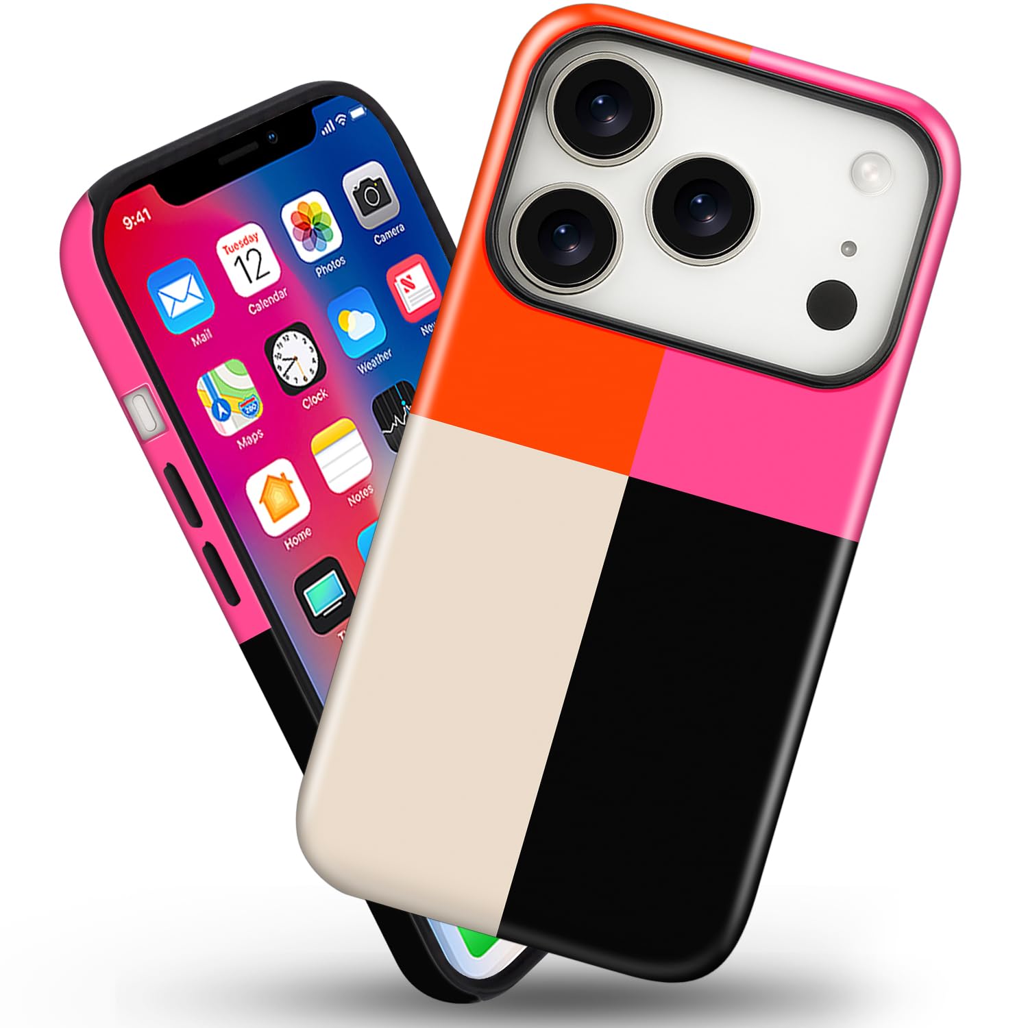 Funda magnética para iPhone 17 Pro, bonita funda protectora de cuatro rayas cuadradas, a prueba de golpes, TPU delgada y policarbonato duro, compatible con MagSafe, diseñada para mujeres y