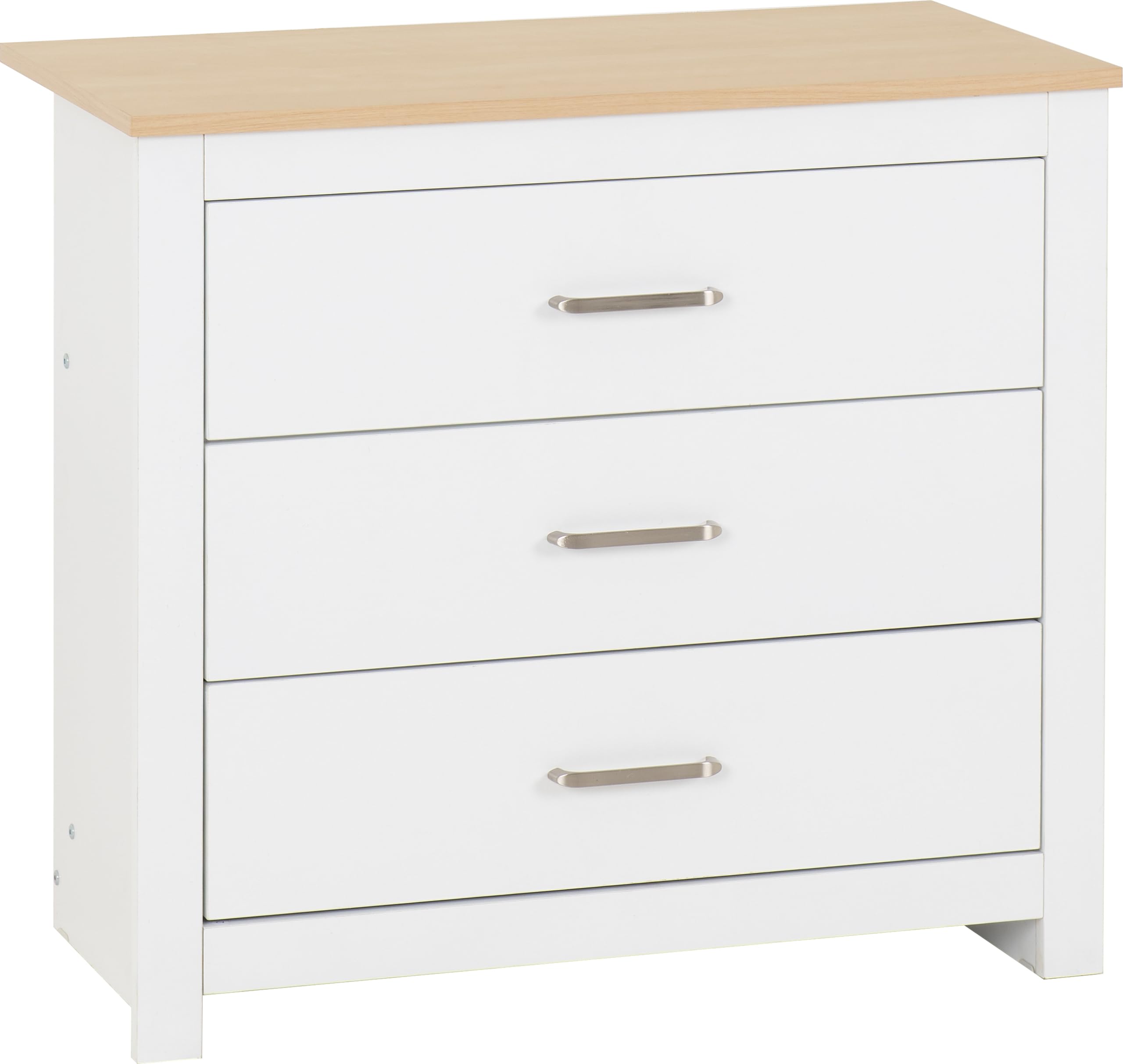 Seconique Portland 3 Drawer Chest in White/Oak Effect