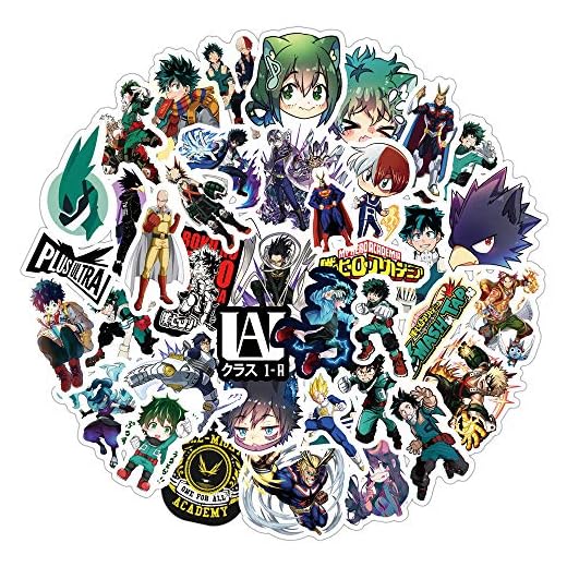50 pegatinas My Hero Academia de anime para ordenador portátil, parachoques, monopatín, botellas de agua, ordenador, teléfono, paquete de pegatinas de anime para niños/adolescentes