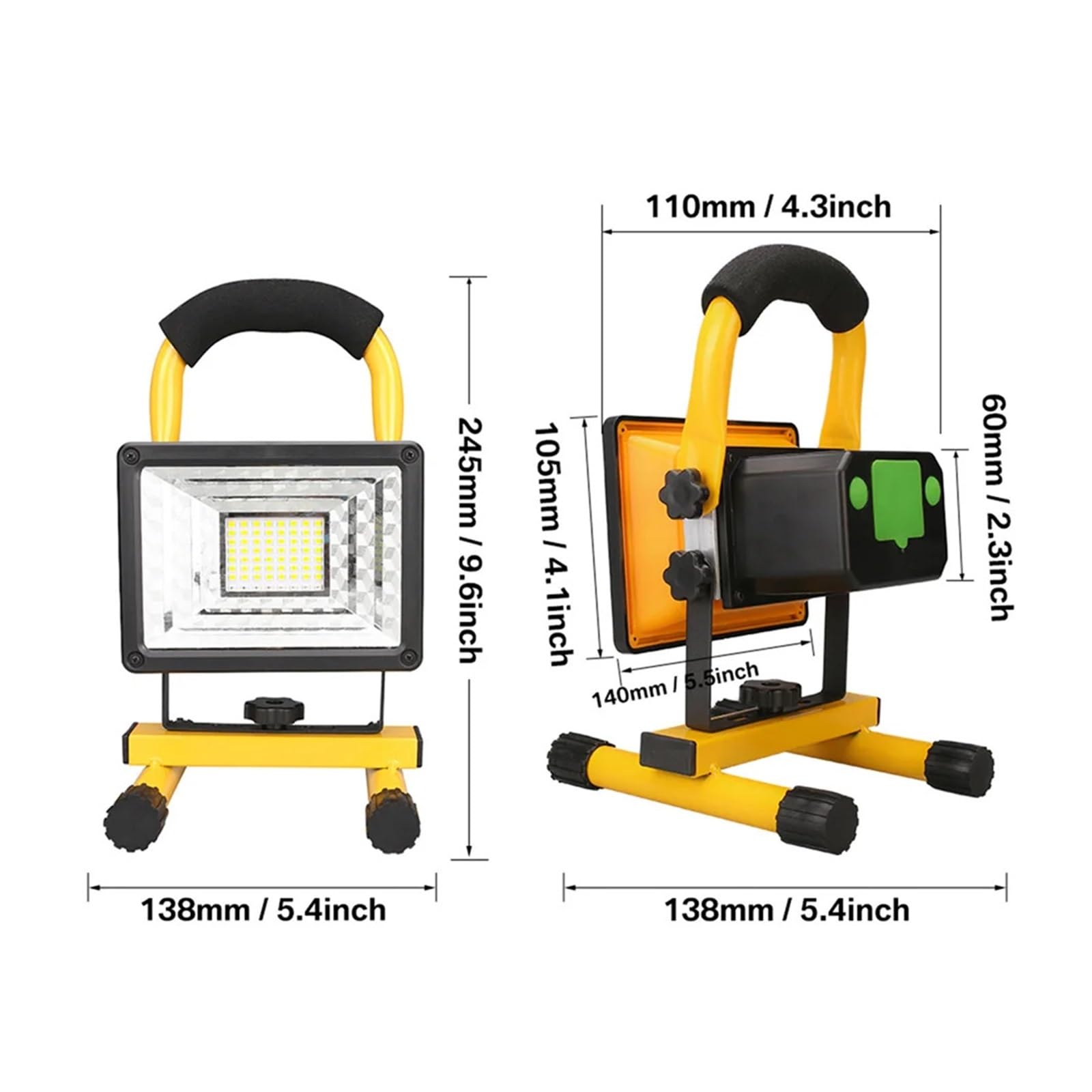 Proiettore portatile ricaricabile a LED da 60 W Faretto impermeabile Alimentato a batteria Lampada da lavoro for esterni Lanterna da campeggio
