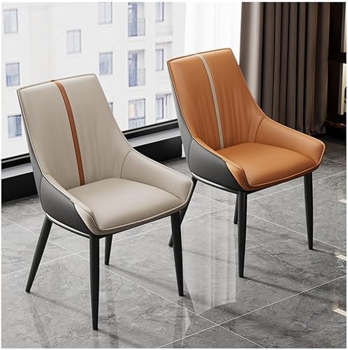 Miniatura 5 de Sillas de comedor, sillas de comedor modernas de mediados de siglo con cojines gruesos de piel sintética, sillas para comedor (naranja)