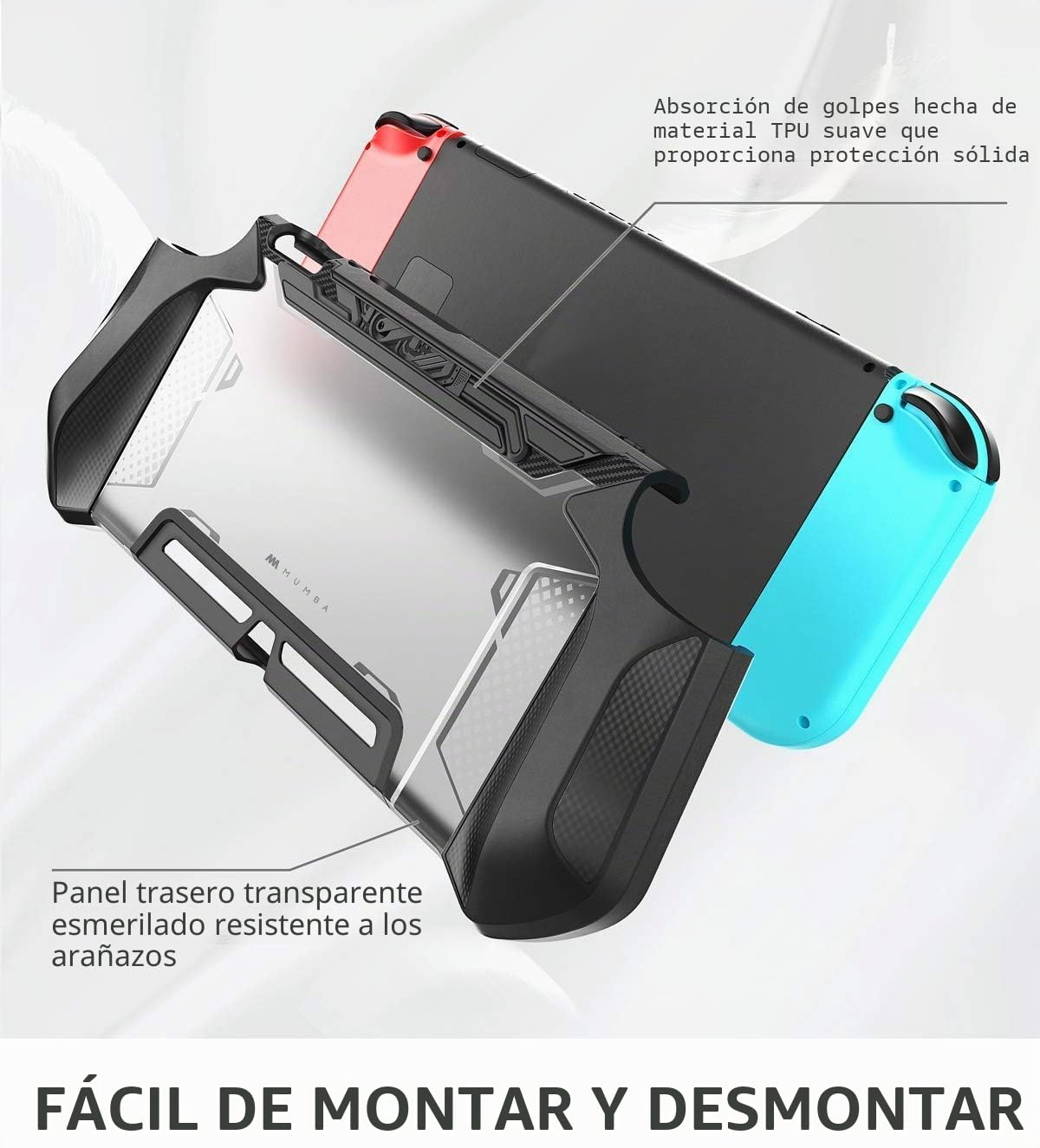 Mumba Funda para Nintendo Switch Cubierta Protectora de Agarre de TPU Accesorio [Serie Blade] Compatible con Consola Nintendo Switch y Controlador Joy-con