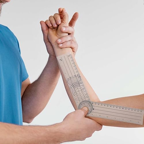 Miniatura 2 de 4 goniómetros de terapia física, goniómetro de plástico grueso de 0.079 pulgadas (0.079 in) transportador de ángulo rápido transparente, regla de