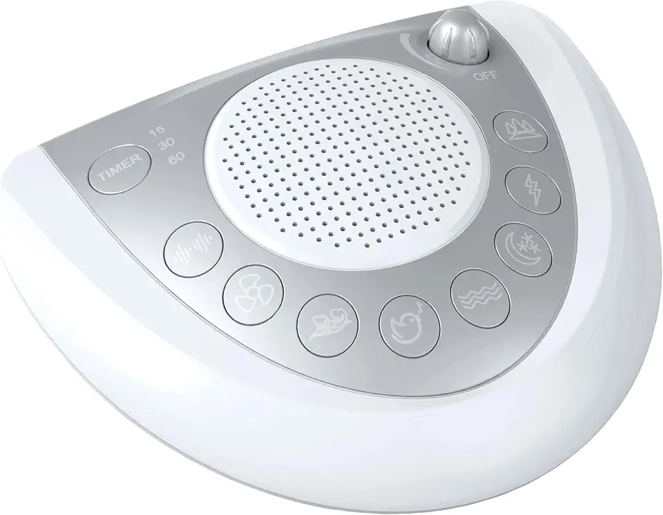 Mesqool Máquina De Ruído Branco Portátil Para Dormir Com 24 Sons Relaxantes, Função De Temporizador E Memória, Entrada Para Fone De Ouvido, Carregamento Usb, Alimentação Por Tomada Ou Bateria