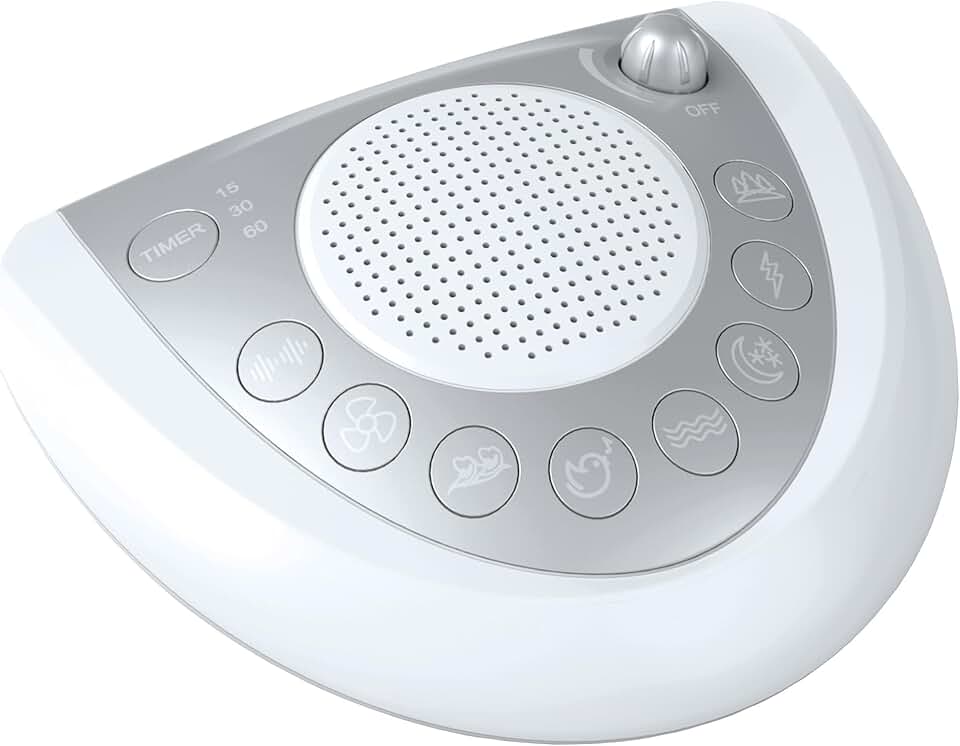 Mesqool Máquina De Ruído Branco Portátil Para Dormir Com 24 Sons Relaxantes, Função De Temporizador E Memória, Entrada Para Fone De Ouvido, Carregamento Usb, Alimentação Por Tomada Ou Bateria