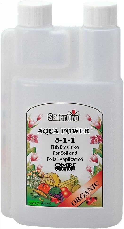 Safer Gro 4336441631 Aqua Power Certified Organic Fish Emulsion Concentrate, 1-Gallon