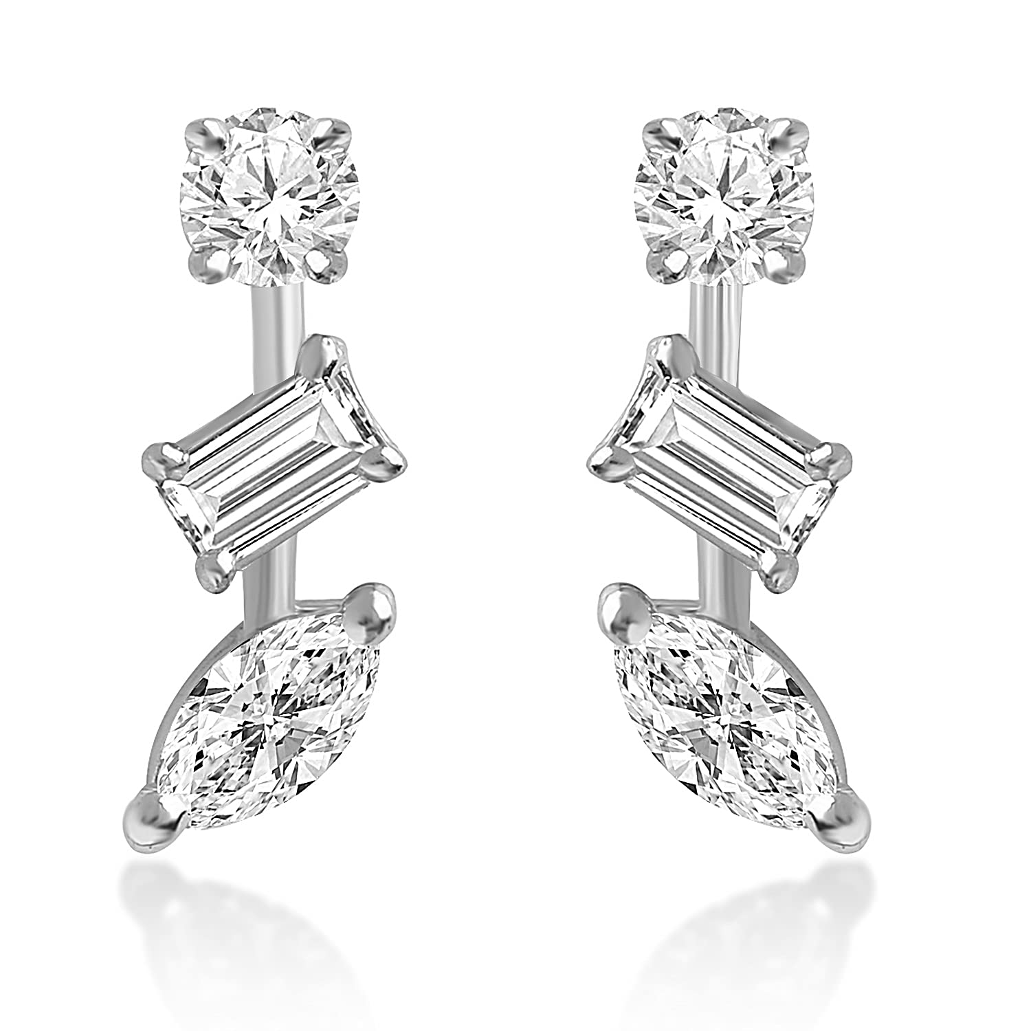 MINUTIAE 14K Silver Plated Multi Shape Stud Earring With Solitaire Crystal Diamond Stylish Fashion Jewellery For Women and Girls (B095M8M811) Amazon Price History, Amazon Price Tracker