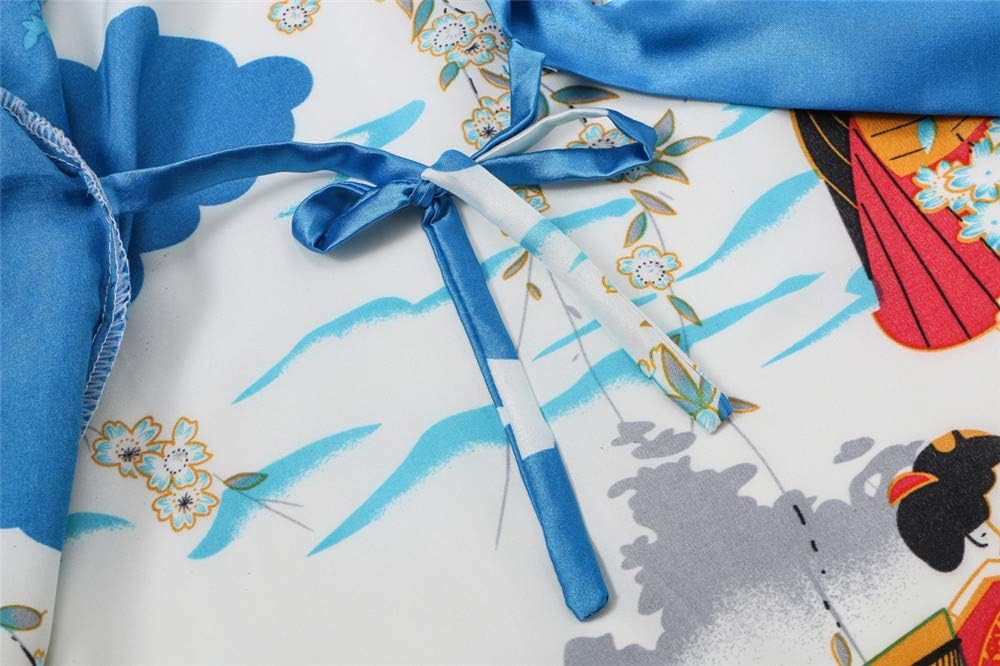 Women's Floral/Patterned Silky Kimono Robes Long Satin Bathrobes Sleepwear Loungewear - Image 5