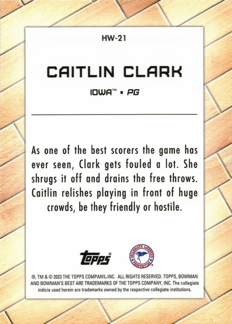 2022-23 Bowman University Best Hardwood Warriors #HW-21 Caitlin Clark Basketball Card Iowa
