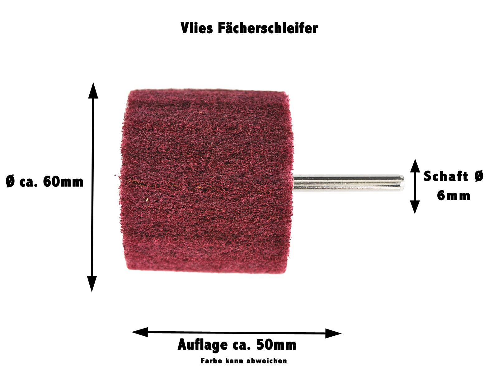 Produktbild von 3 Schleifvlies-Mopstifte Körnung 240 – 30x15mm Mit 6mm Schaft – Für Fein- Und Mittelschliff Von Metall, Holz & Kunststoff