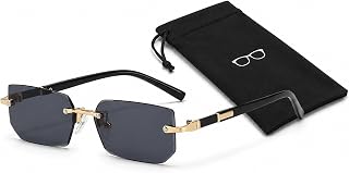 articulo ARYIMYDP Gafas de Sol Negras sin Montura Cuadradas Estilo Vintage Retro Unisex, Cristales Tintados Clásicos, Incluye Estuche de Terciopelo