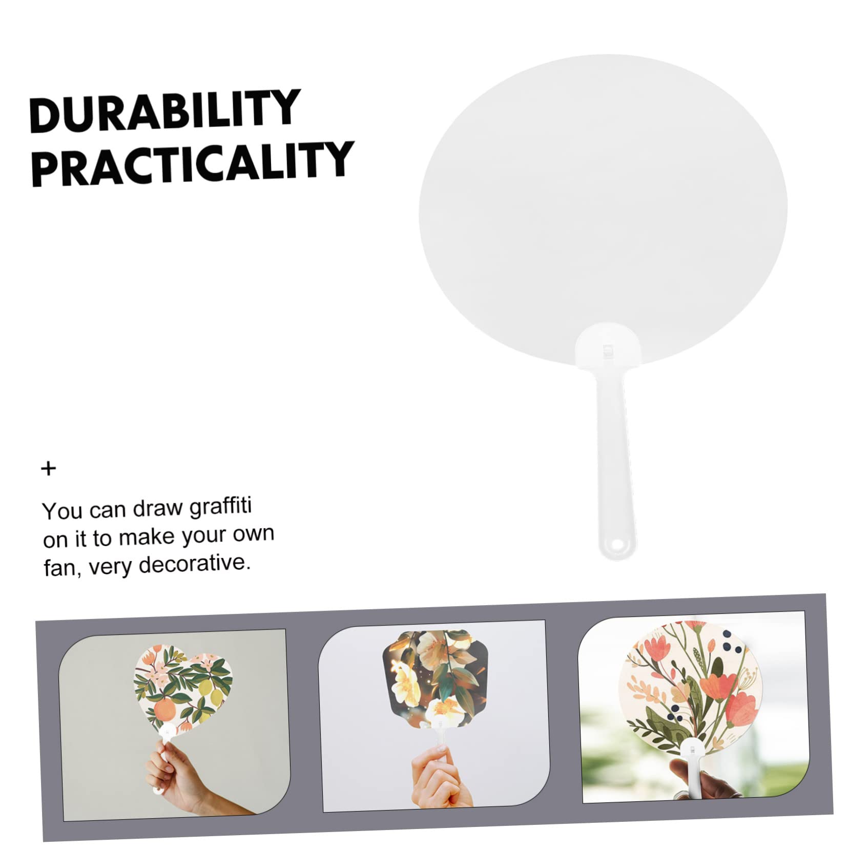 Ventaglio Fai da Te 50 Pezzi in Pvc Trasparente per Disegno Ragazzo Ragazza | Blank Design, per Pittura e Graffiti, Stile Misto, Kit Manuale per Attività Creative Stile Casuale