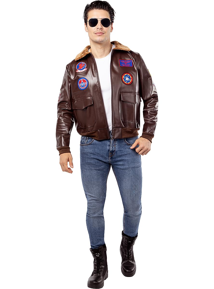 Funidelia | Chaqueta de aviador - Top Gun para hombre Piloto, Aviador, Profesiones - Disfraz para adultos y divertidos accesorios para Fiestas, Carnaval y Halloween - Talla XL