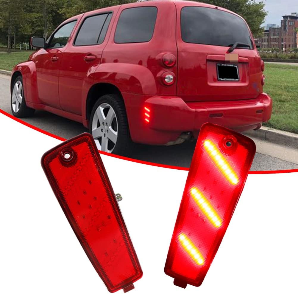 for 2006 2007 2008 2009 2010 2011 Chevrolet HHR Rear Red LED Bumper Corner Side Marker Lights (Red Lens,2 pcs)