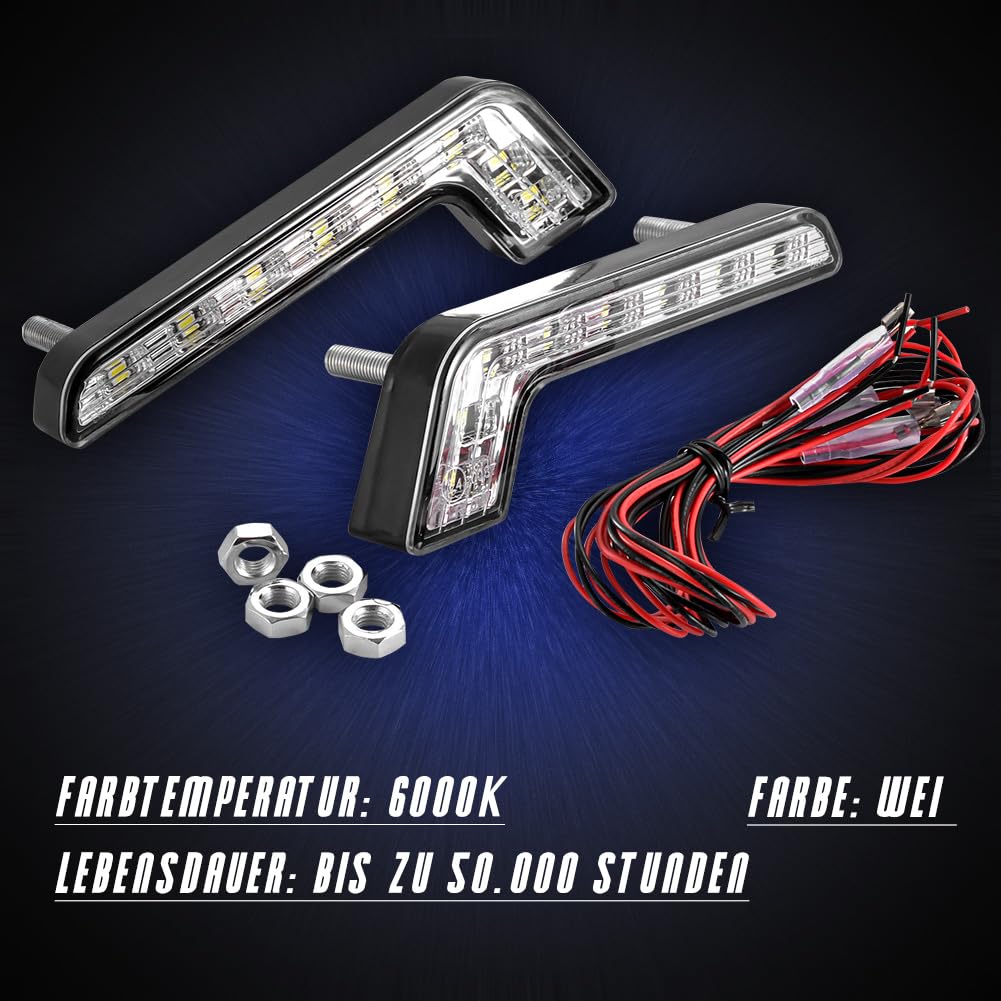 KATUR 12V Bianco DRL Luci Diurne Fendinebbia Anteriori, 2 Pezzi