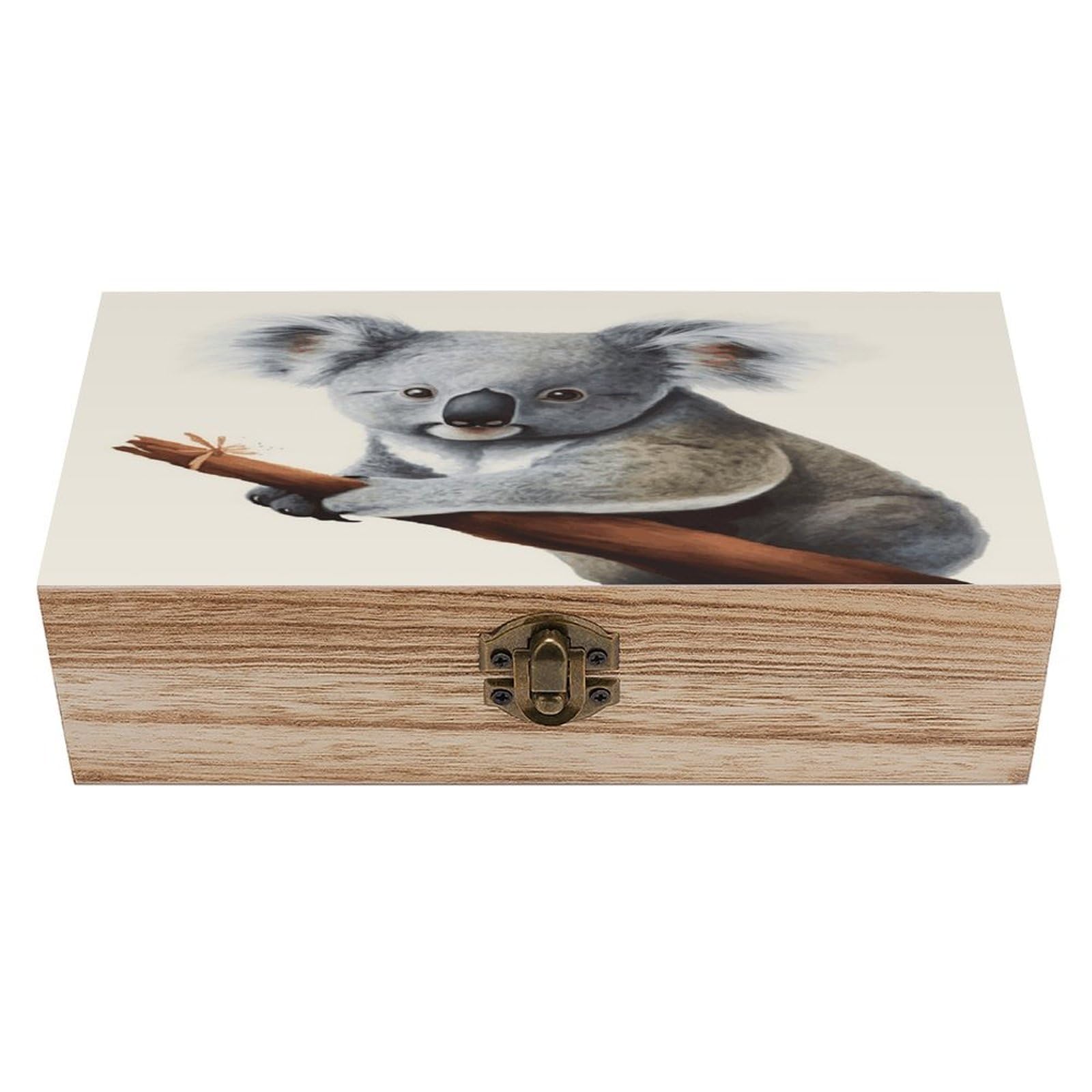VstaDank Koala And Butterfly Wooden Storage Box with Hinged Lid Natural Wooden Box Beautifully Keepsake Boxes Vintage Wood Boxes Jewelry Organizer Trinket Storage Chest Unique Gift