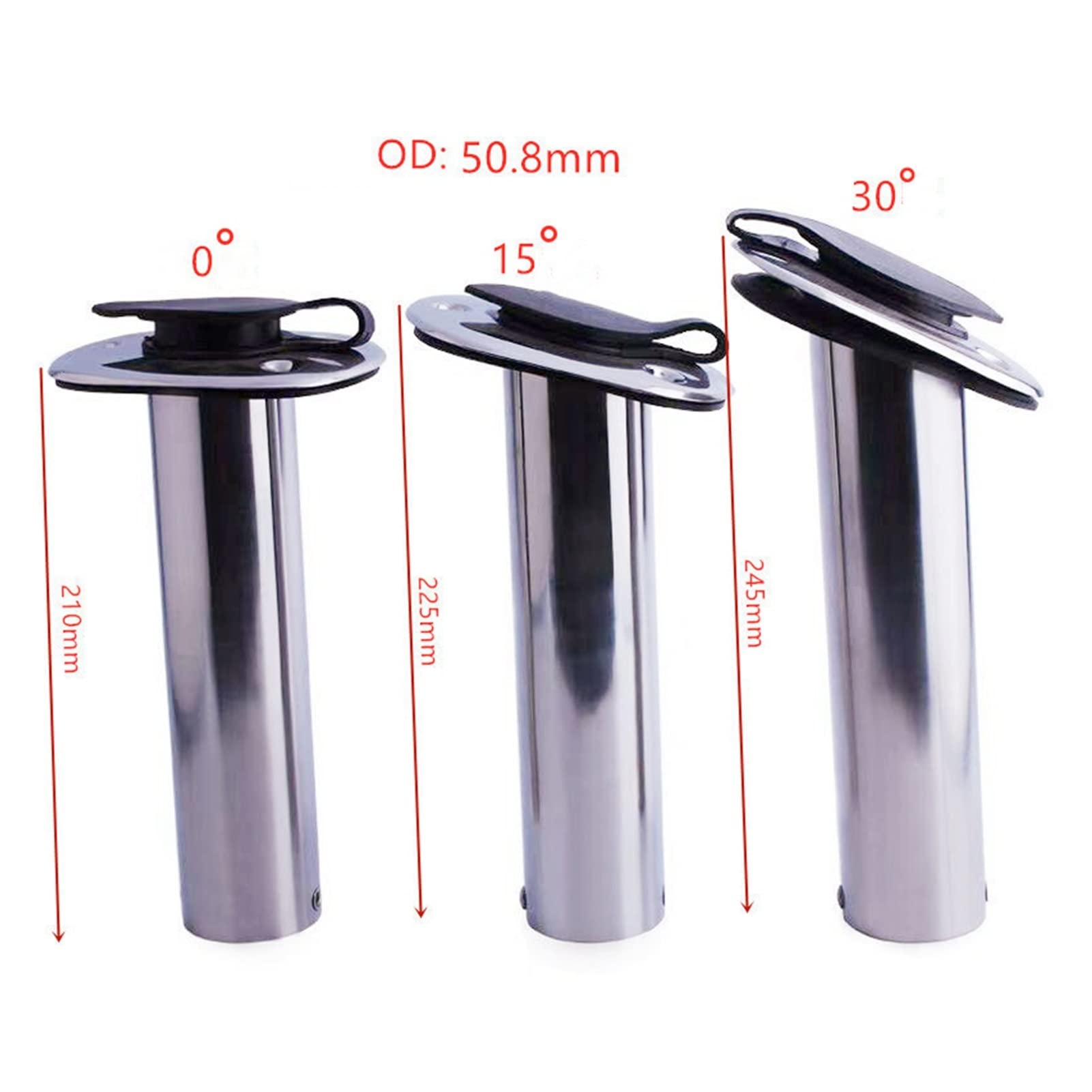Portacanne da barca Porta da pesca in acciaio inox for barca Supporto da incasso a filo 0 ° 15 ° 30 ° PVC. Cap, tubo interno e guarnizione(30 degree)