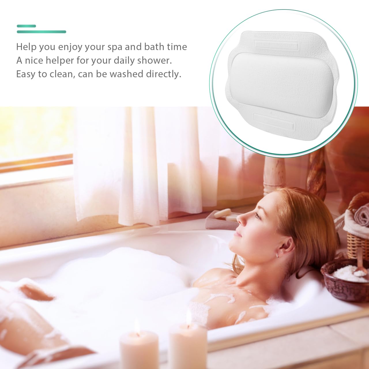 Minkissy 2 Almohadas De BañEra con Ventosas Grandes Y Potentes CojíN De BañO para Cabeza Y Cuello Soporte CóModo para SPA Y Ducha En Casa Apto para La Mayoría De BañEras