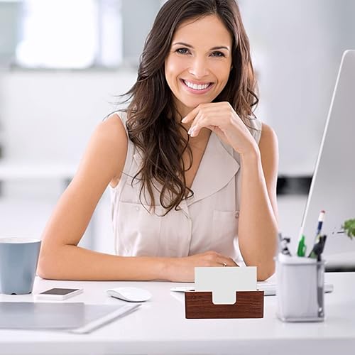 Miniatura 8 de Cabilock Soporte de exhibición de madera de nogal para tarjetas de negocios, organizador de tarjetas de oficina, soporte de escritorio