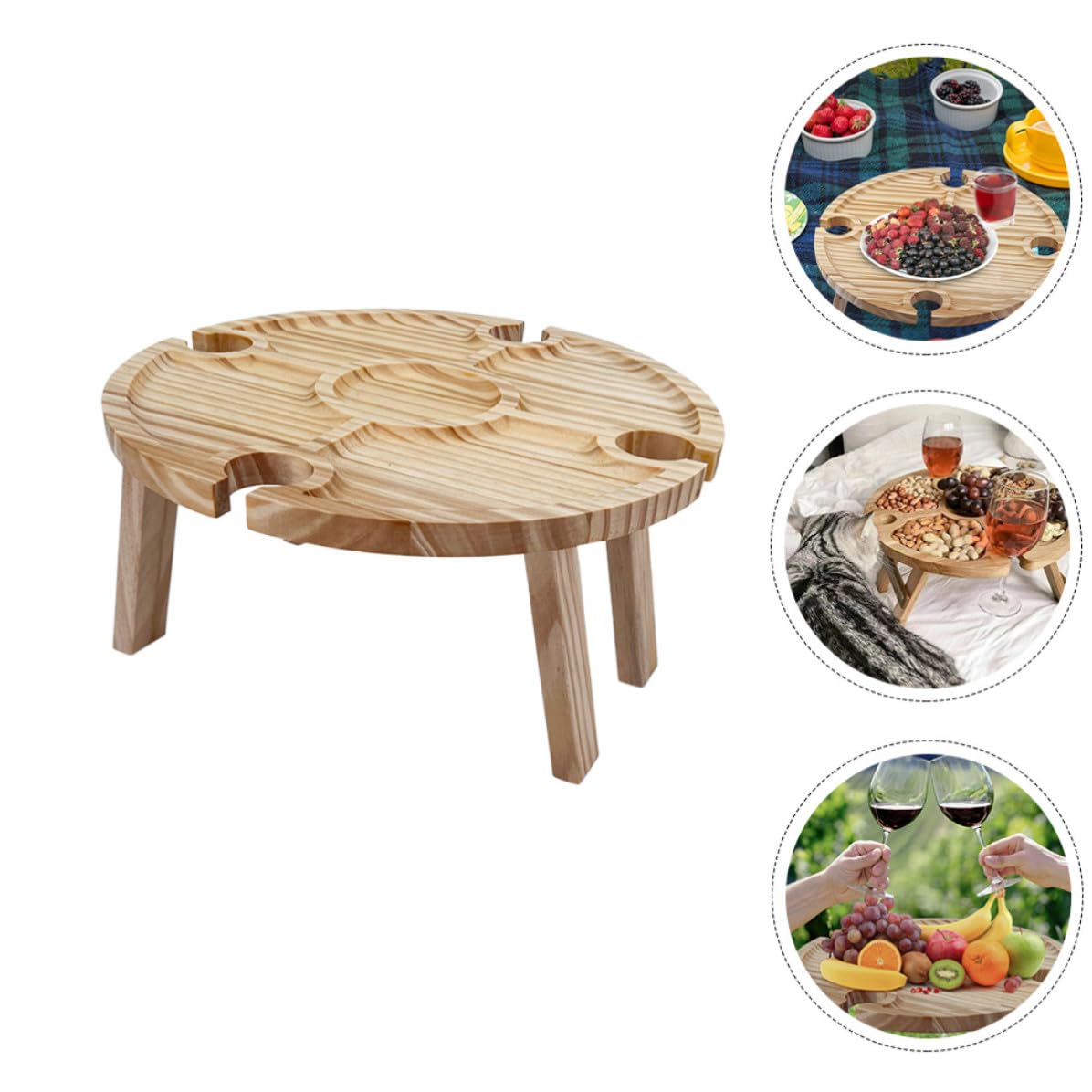 DOITOOL Tavolino Compatto da Esterno in Legno Pieghevole Leggero e Facile da Trasportare, per Picnic e Campeggio All'aperto