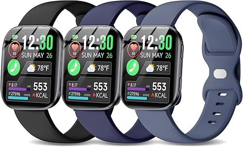 Paquete de 3 correas deportivas de silicona compatibles con GloryFit T80T70T60T50 Smartwatch, correa de repuesto suave e impermeable de liberación