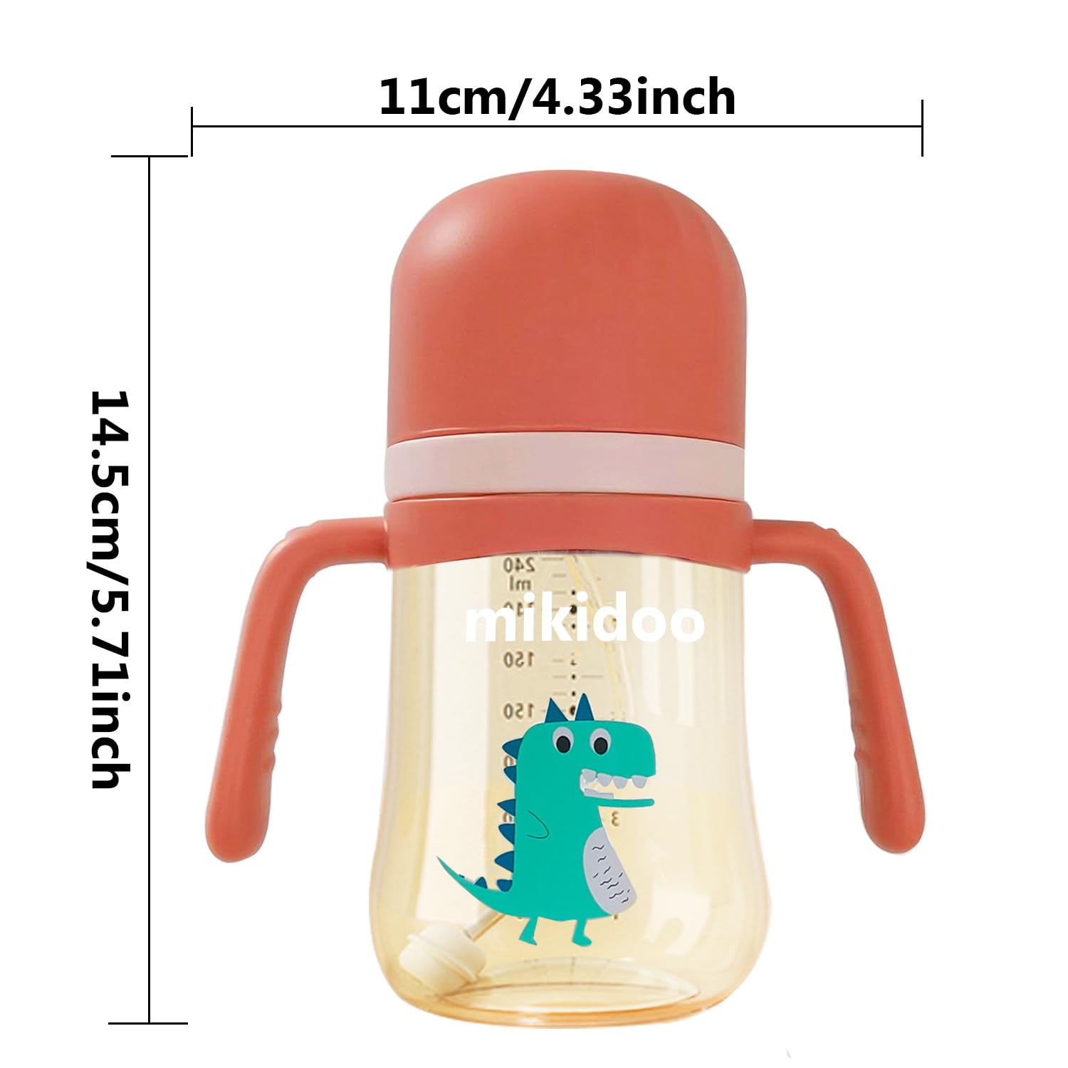 2 in 1 Baby Sippy Cup with Straw and Spout 240ml,Toddler Drinks Water Bottles Trainer Cup with Handles for Babies 6 12 Months(One Bottle with 3 Spout) (Pink) - Image 2