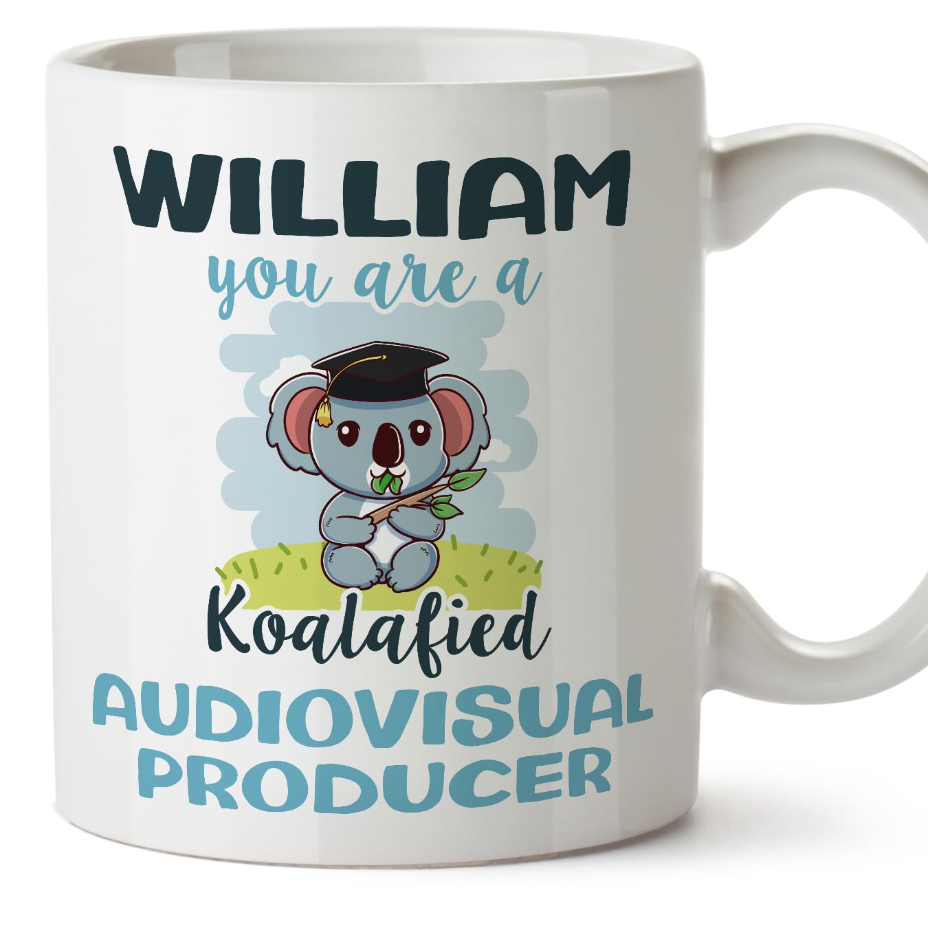 MUGFFINS Personalised Mug for Audiovisual Producer man - in English - Custom Koalafied - Funny Custom Gift for Colleagues - Ceramic 11oz Mug — image 1