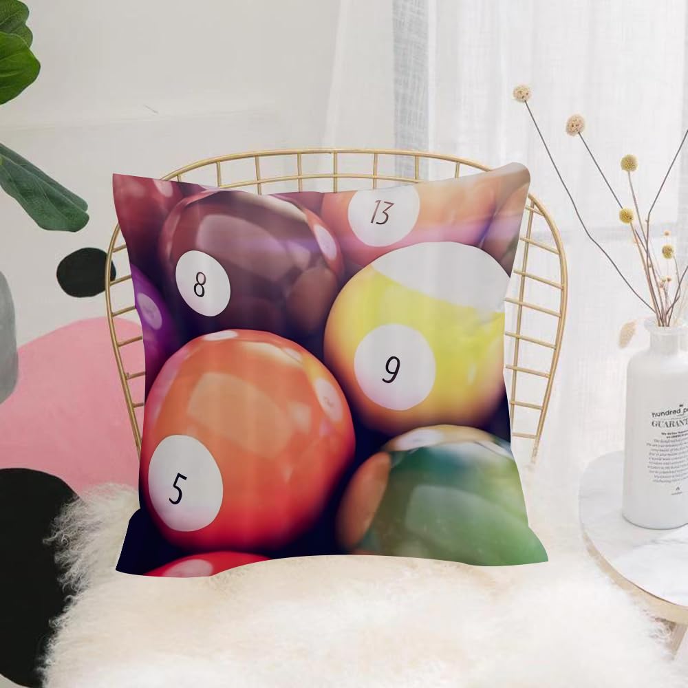 HYOSXW Cushion Cover,Throw Pillow Case Home Decorative for Living Room Bedroom Sofa Chair 16X16 Inch,Billiards, sunny colored billiards table,Pillowcase 40X40cm