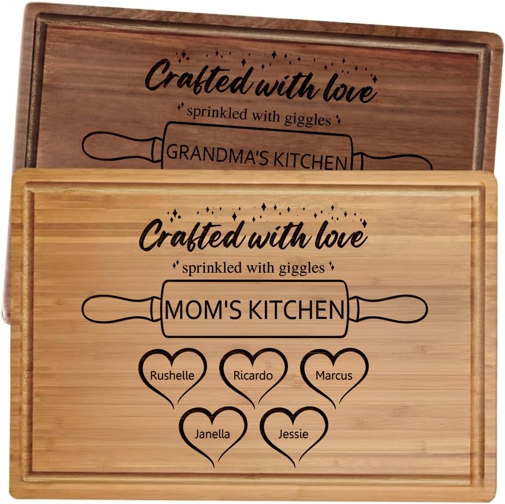 Personalized Cutting Board for Mom & Grandma Custom Mothers Day Gift for Mom, Grandparents, Grandmas Kitchen Gift