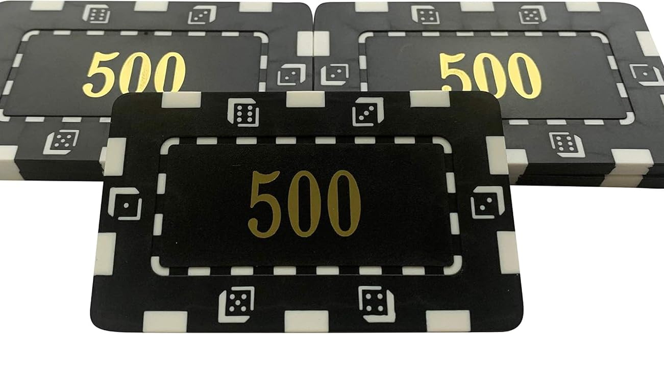 10 x Poker Casino Numbered Plastic Chip Plaques 74 x 44mm 32Grams 500" BLACK