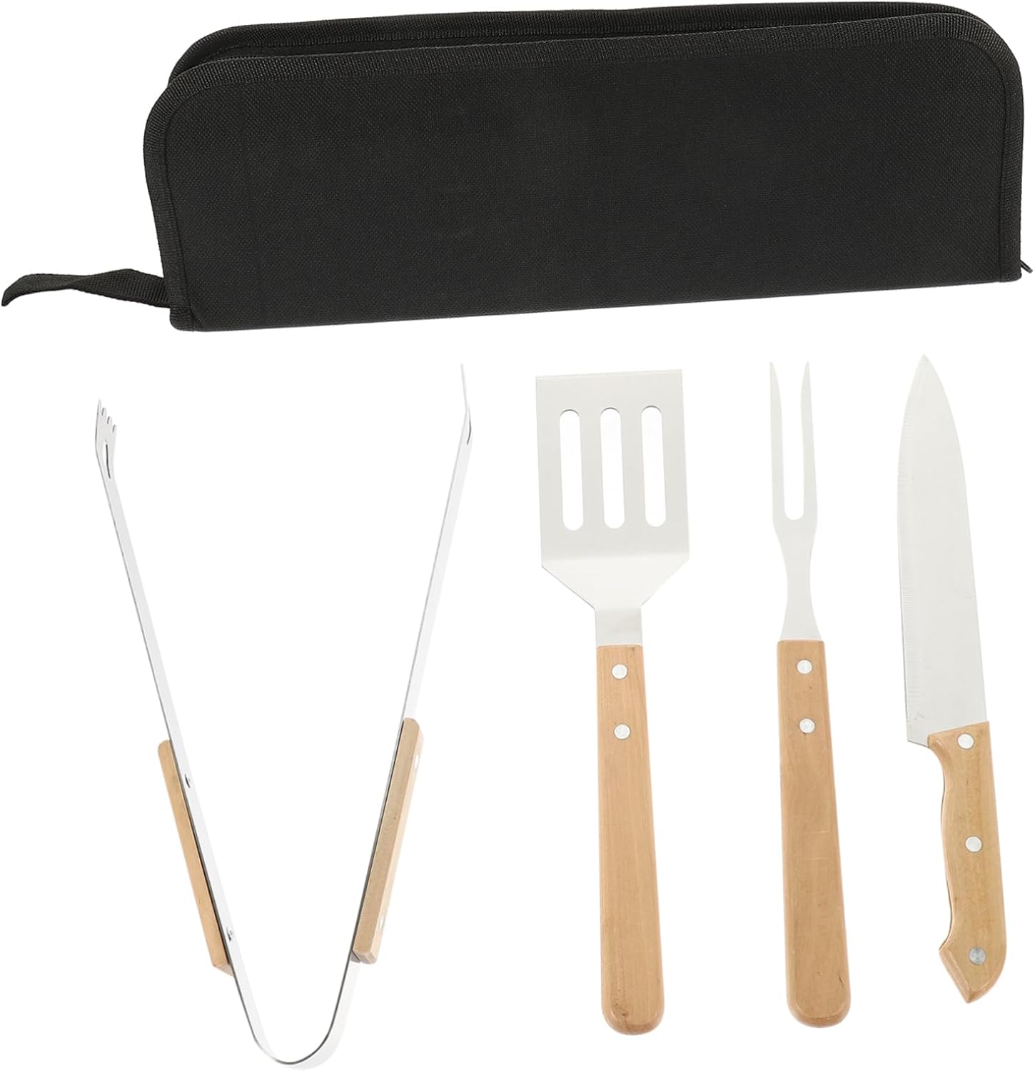 Portable Stainless Steel Grill Set Tools, 4 Piece Barbecue Utensils