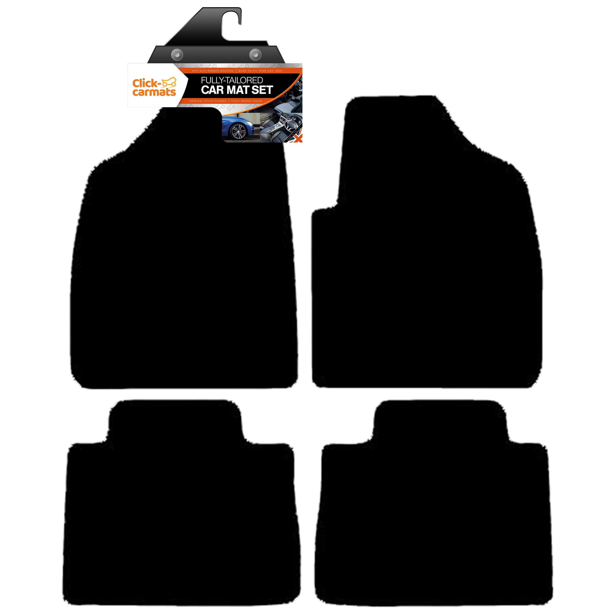 Fully Tailored Deluxe Car Mats to fit MG HS Manual 2019-2024 - 4 Piece - Black Carpet - Black Trim - Heavy Duty Heel Pad - 20-4462