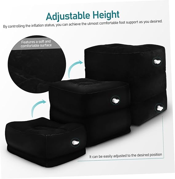 Yardwe Inflatable Foot Rest for Airplane Car Leg Pillow Air Pump Travel Accessories Soft Portable Airplane Pillow
