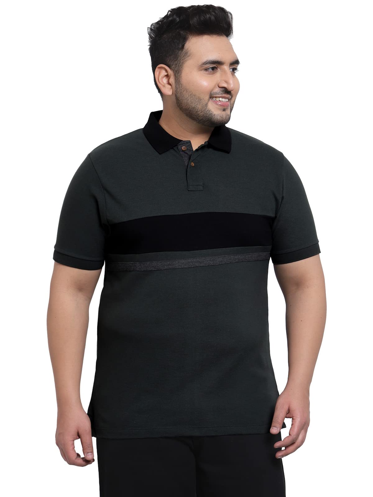 kalt Men Half Sleeves Polo Neck Cotton Blend Striped T-Shirt-picture-18