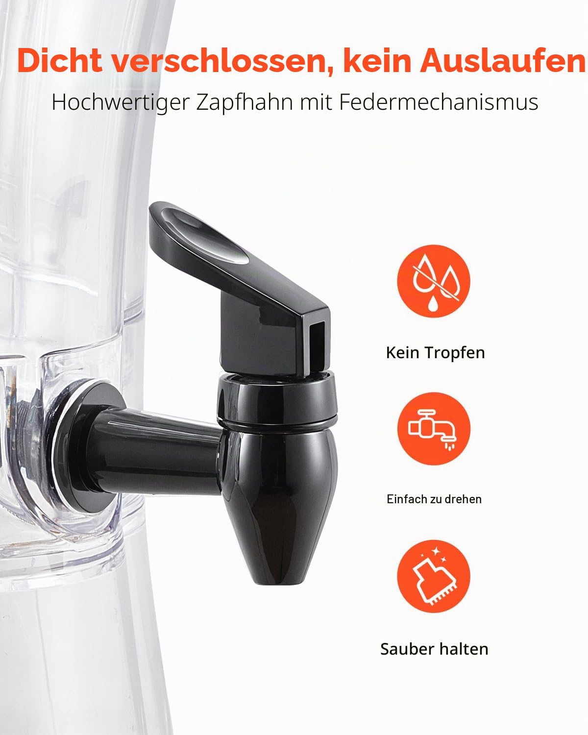VEVOR Getränkespender (13 L) für Partys, Saftspender aus Kunststoff mit tropfsicherem Zapfhahn Wasserspender für Restaurants Hotels Partys, Limonade Eistee selbstgemachte Getränke Spender
