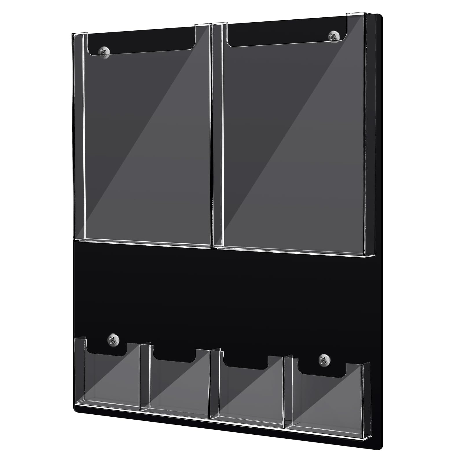 Ripeng 6 Pockets Acrylic Brochure Holder Wall Mount Rack Acrylic Magazine Holder Literature Display Clear Pamphlet Display Holder Plastic Flyer Multi Pocket Wall Mount Slots for Office Classroom Home