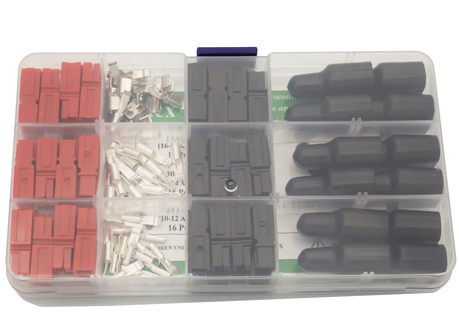 Lot de 108 connecteurs à déconnexion rapide Rouge/noir 15/30/45 A Connecteur d'alimentation Prise de batterie avec couvercle en PVC ignifuge