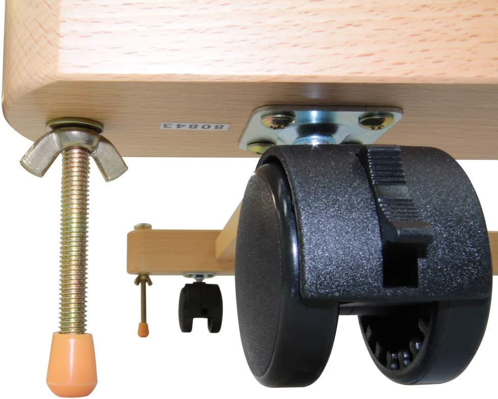 Mont Marte Tilting Studio Wooden Floor Easel. Height Adjustable Extra Large H-Frame Featuring a Large Tilt Range. Castor Wheels Allow Easy Movement and Can Be Locked into Place.