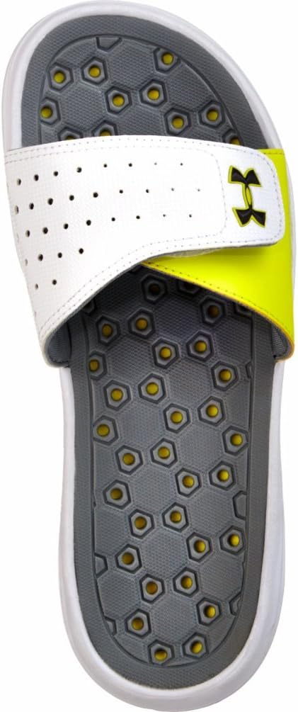 Under Armour Womens Playmaker VI Slide Sandals White/Flash Light/Gravel Size 7