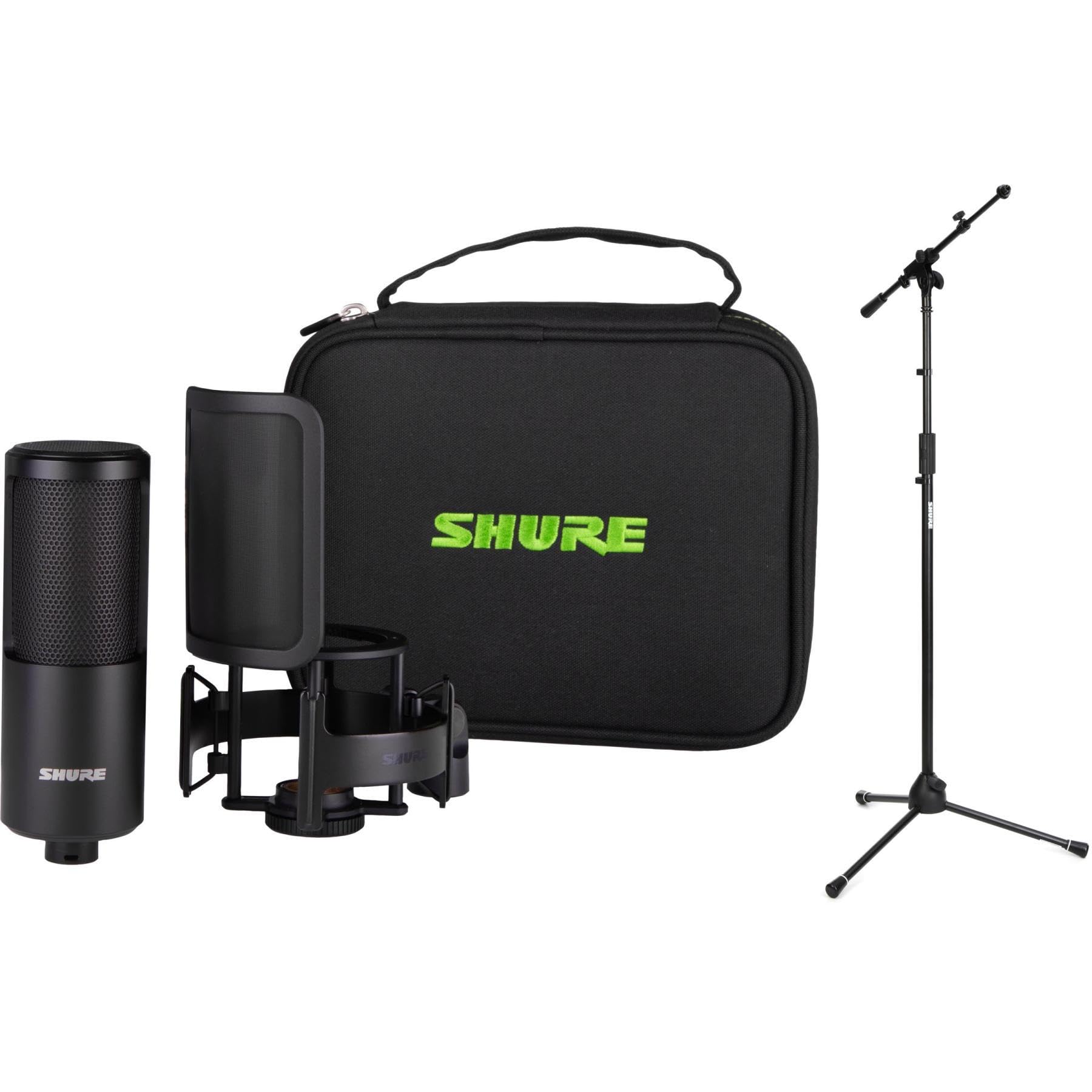 Shure SM4 Dual-Diaphragm Condenser Microphone Kit for Home Recording, Studio, and Podcasts - Includes Adjustable Stand, Shock Mount, and Pop Filter Audio for Professionals