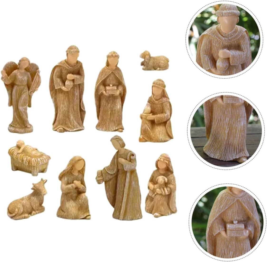 Homoyoyo 10pcs Small Resin Jesus Figurines Nativity Set Christmas Ornaments Desktop Religious Décor for Home Holiday Display
