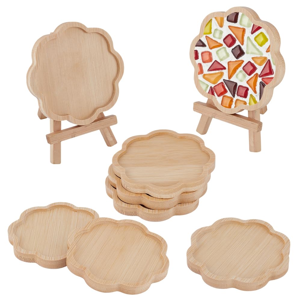 WEBEEDY 14 Stück DIY Mosaik Untersetzer Set Blumenform Füllbare Leere Basis Tabletts 9.5cm Untersetzer Für DIY Tellerornamente Herstellung Home Dekor
