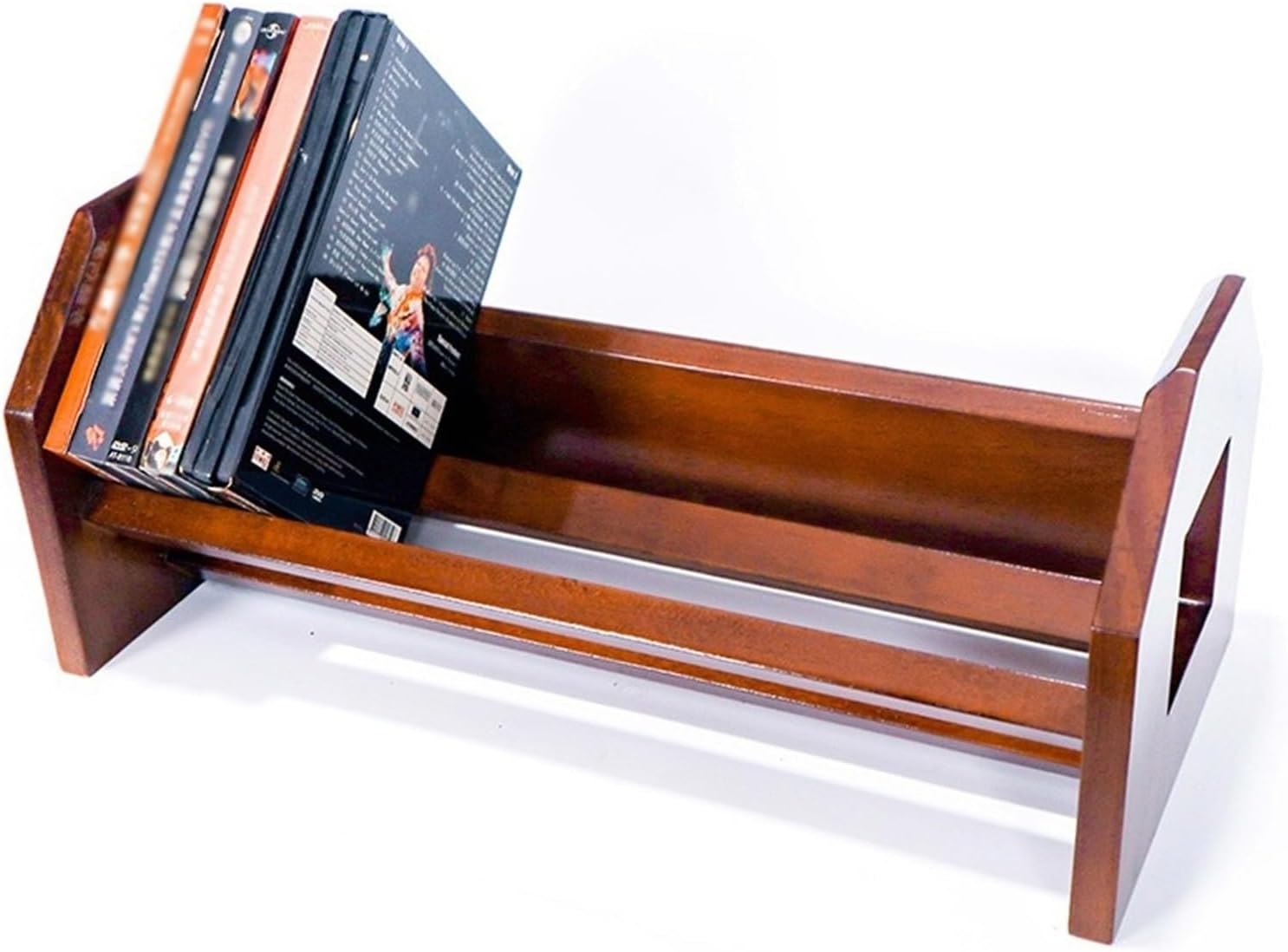 Multi-purpose Vinyl Record Storage Holder, Tabletop CD Display Stand, Vintage Pine Wood Music Album Store Rack, Holds up to 50 Albums or CDs(Black Walnut)