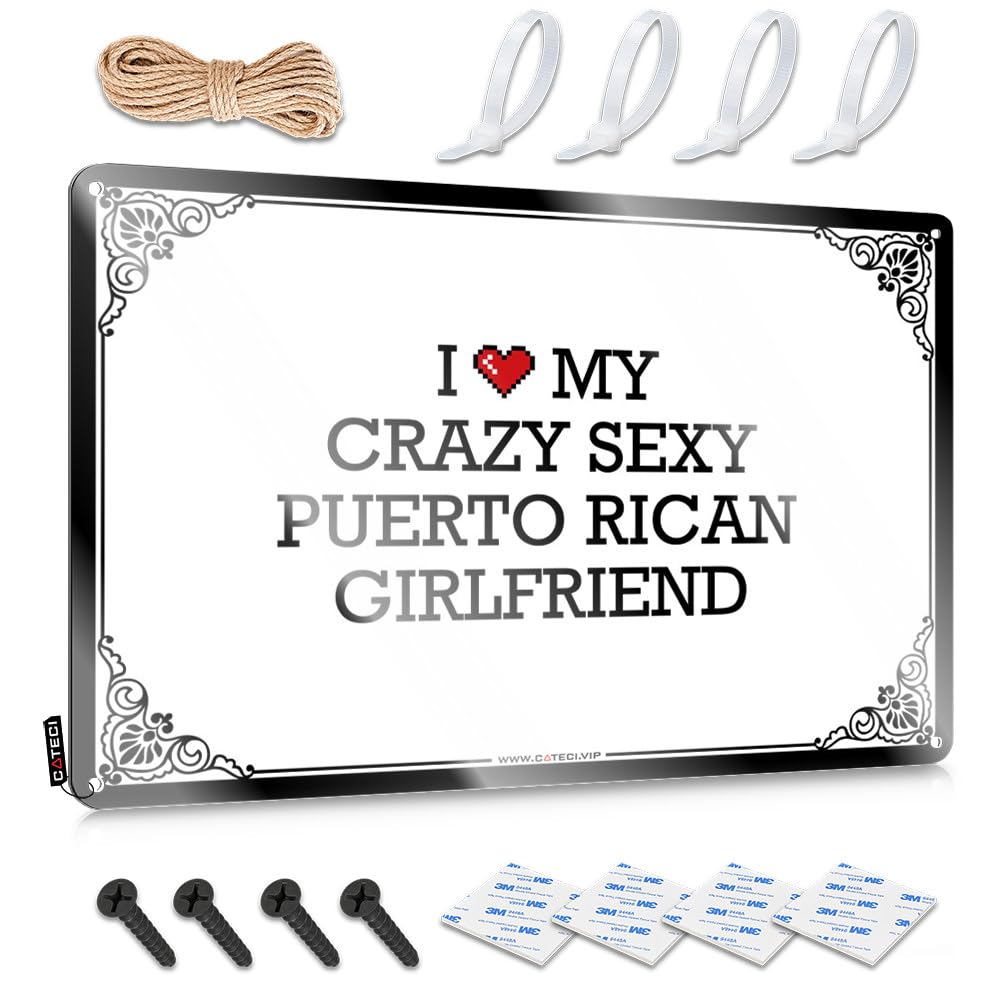 Fzfn Colour Vintage Wall Art Girly Vintage Wall Decor | I Love My Crazy Sexy Puerto Rican Girlfriend Small Sweet For Bars Home Decoration(30X40cm)