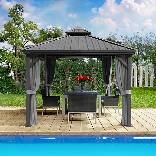 Kozyard Caesar 10'x10' Hardtop Gazebo - Permanent Metal Pavilion with