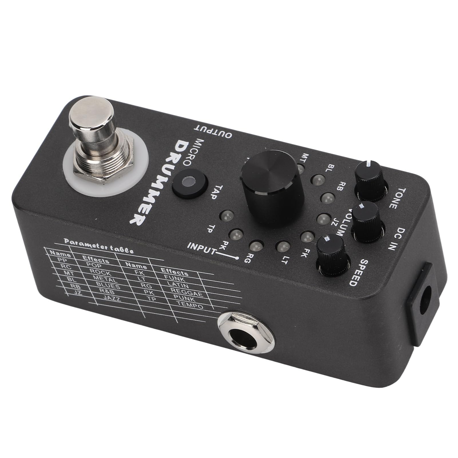 VGEBY 121 Drum Loops Pedale Drum Machine Monopezzo Effetto Chitarra Elettrica True Bypass per Chitarristi Metallo Nero