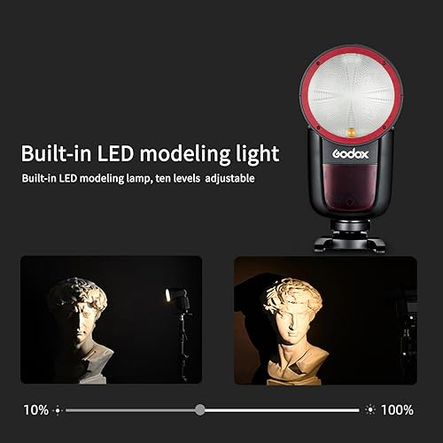 Miniatura 6 de Flash GODOX V1-C Versión USA para Canon, Flash Speedlight V1-CU con 2.4G Inalámbrico TTL, Batería Recargable, Sincronización de Alta Velocidad